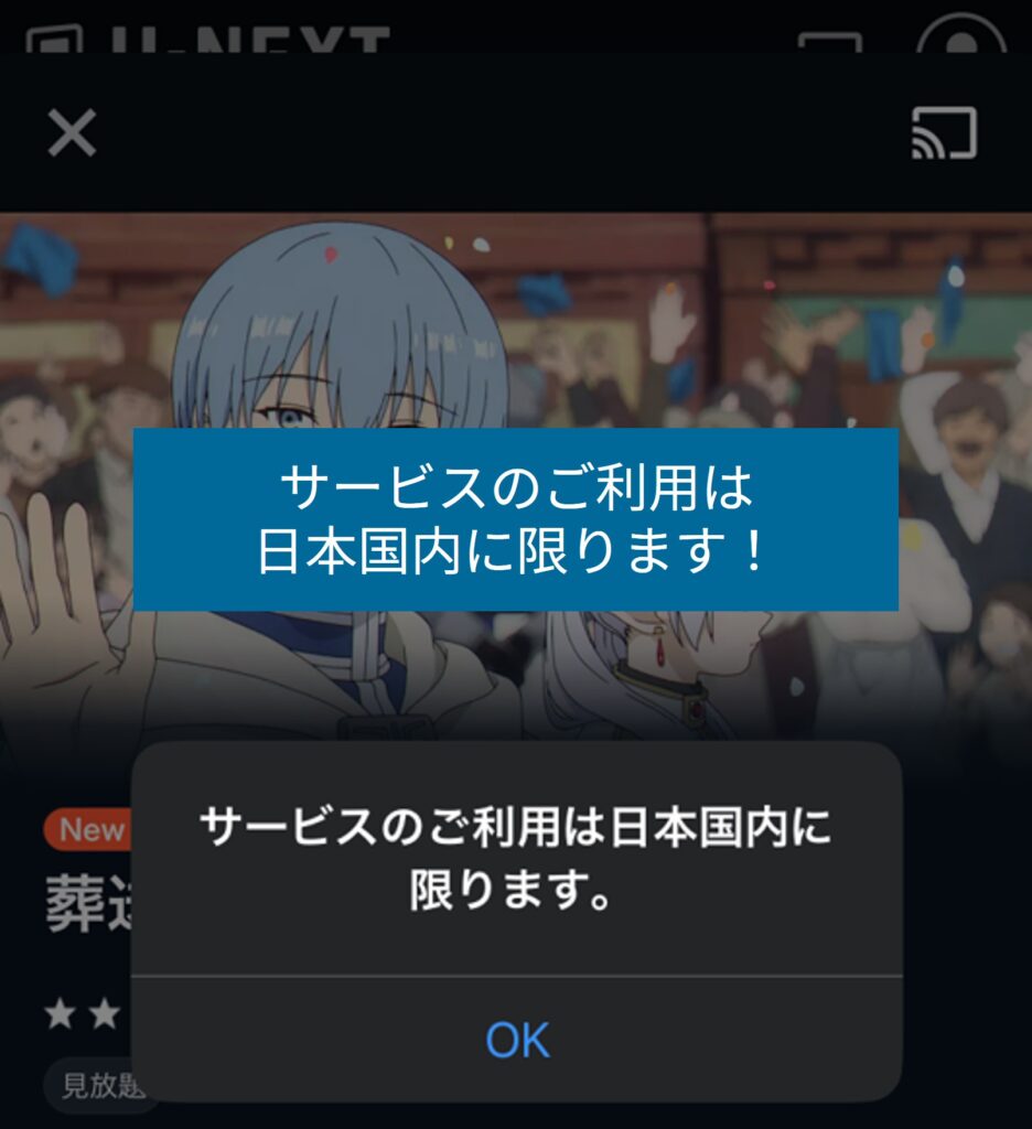 海外からU-NEXTにアクセスするとエラーが表示される